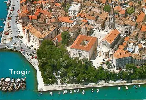 Navigation sailing vessels & boats themed postcard Trogir harbour aerial