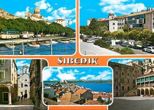 Navigation sailing vessels & boats themed postcard Sibenik harbour pier