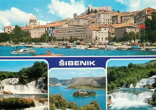 Navigation sailing vessels & boats themed postcard Sibenik harbour waterfall