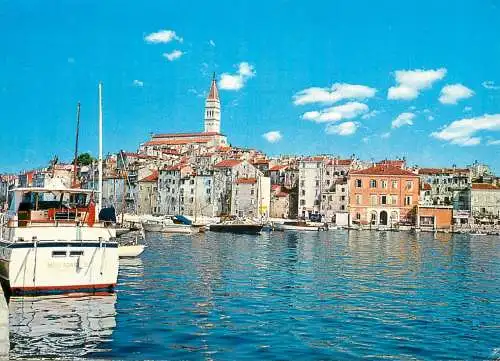 Navigation sailing vessels & boats themed postcard Rovinj harbour yacht
