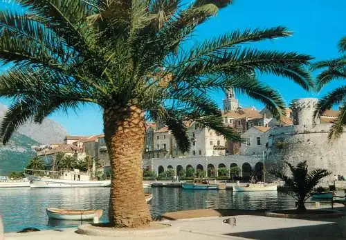 Navigation sailing vessels & boats themed postcard Croatia Korcula 1968 harbour yacht