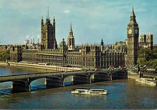 Navigation sailing vessels & boats themed postcard London The Houses of Parliament Westminster bridge