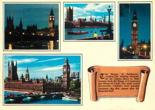 Navigation sailing vessels & boats themed postcard London The Houses of Parliament and River Thames