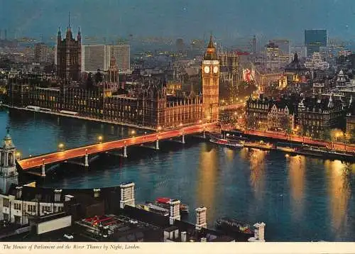 Navigation sailing vessels & boats themed postcard London The Houses of Parliament and River Thames