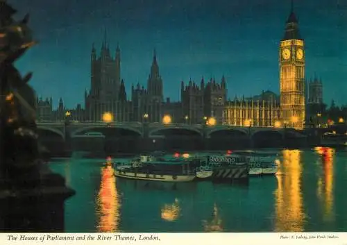 Navigation sailing vessels & boats themed postcard London The Houses of Parliament and River Thames