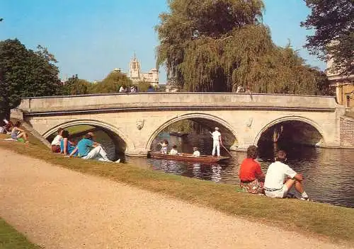 Navigation sailing vessels & boats themed postcard Trinity Bridge the backs Cambridge