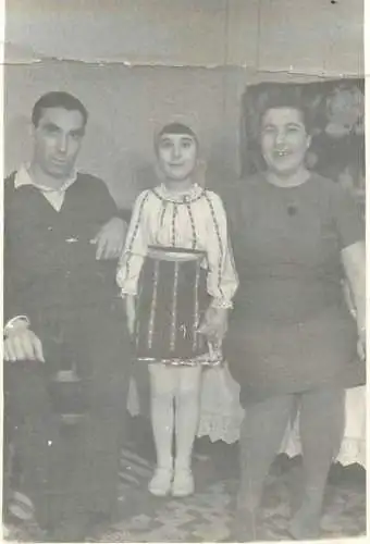 Anonymous persons family souvenir photo Romania folk costume dated 1968 Hunedoara