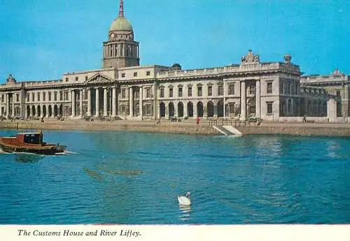 Navigation sailing vessels & boats themed postcard London Riber Liffey customs house