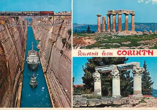 Navigation sailing vessels & boats themed postcard Corinth chanel ocean liner and tugboat