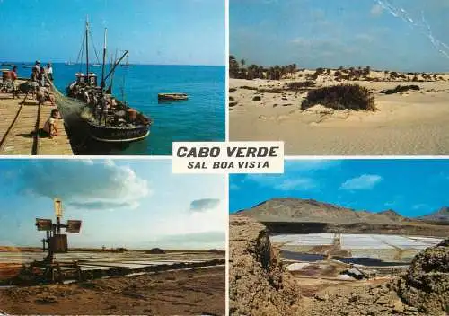 Navigation sailing vessels & boats themed postcard Cabo Verde Sal Boa Vista fishing boat