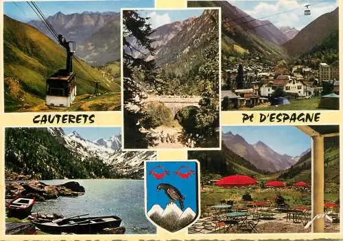 Navigation sailing vessels & boats themed postcard Cauterets pt d'Espagne telecabine rowboat