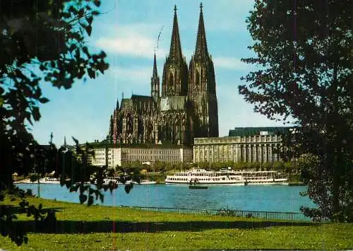 Navigation sailing vessels & boats themed postcard Koln am Rhein cathedral 1986 pleasure cruise