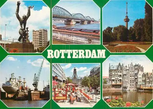 Navigation sailing vessels & boats themed postcard Rotterdam bridge shipyard dock
