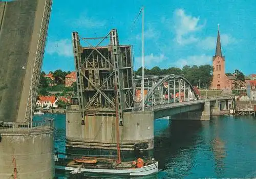 Navigation sailing vessels & boats themed postcard Sonderborg Alssund Christian bridge