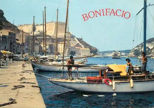Navigation sailing vessels & boats themed postcard Bonifacio harbour Corse ile d' Amour