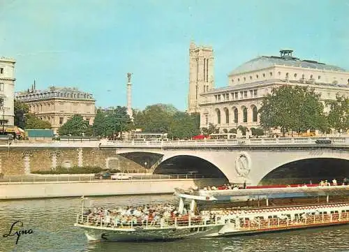 Navigation sailing vessels & boats themed postcard Paris la Place du Chatelet cruise ship