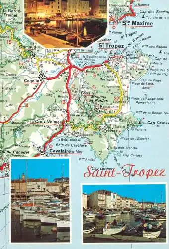 Navigation sailing vessels & boats themed postcard Saint Tropez map harbour