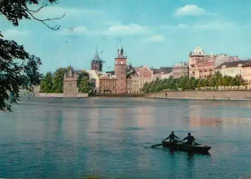 Navigation sailing vessels & boats themed postcard Prague Smetana Quay