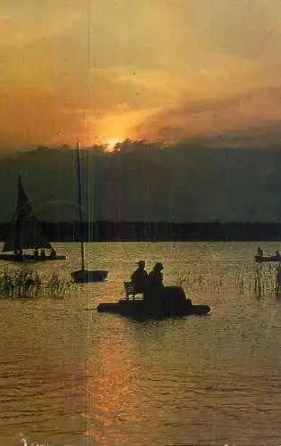 Navigation sailing vessels & boats themed postcard Romania Mamaia Siutghiol sunset