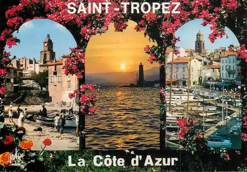 Navigation sailing vessels & boats themed postcard la Cote d'Azur Saint Tropez