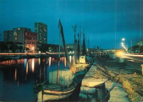 Navigation sailing vessels & boats themed postcard Rimini Porto Canale din notte