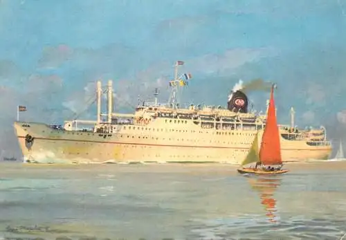 Navigation sailing vessels & boats themed postcard paquebot Lyautey Le Maroc par Marseille