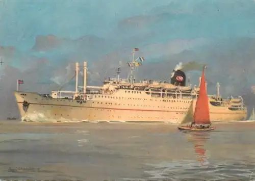 Navigation sailing vessels & boats themed postcard paquebot Lyautey Le Maroc par Marseille