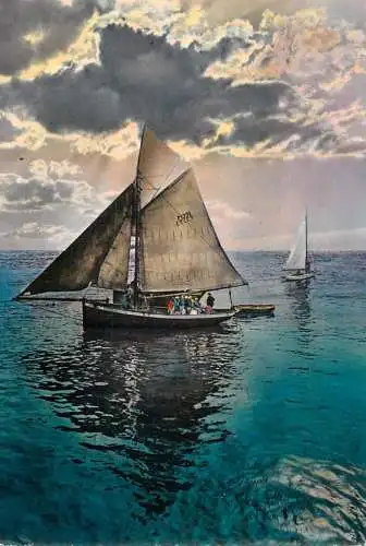 Navigation sailing vessels & boats themed postcard fishing sail boats