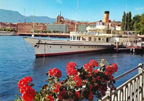 Navigation sailing vessels & boats themed postcard Geneve debarcadere Mont Blanc
