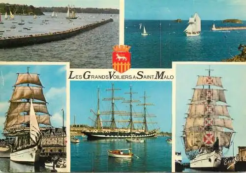 Navigation sailing vessels & boats themed postcard Saint Malo large sailing ships