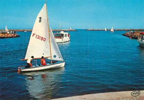 Navigation sailing vessels & boats themed postcard Marseille beach Herault sail boat