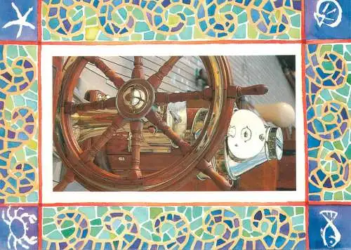 Navigation sailing vessels & boats themed postcard ship wheel