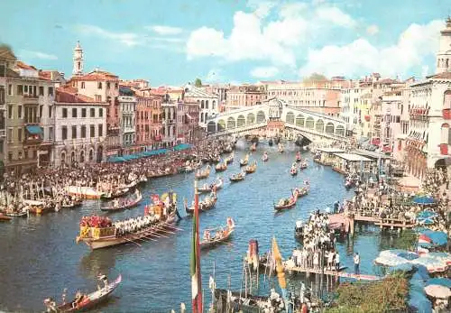 Navigation sailing vessels & boats themed postcard Venice Regata Storica Canal Grande