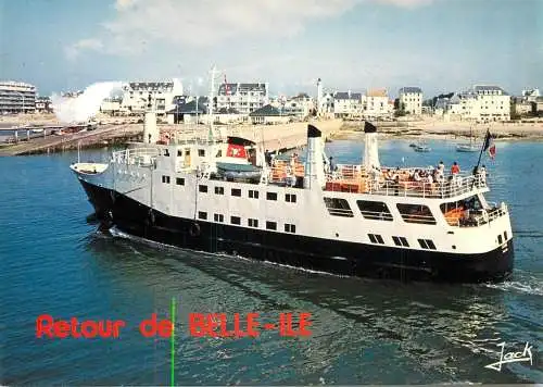 Navigation sailing vessels & boats themed postcard retour de Belle Ile pleasure cruise