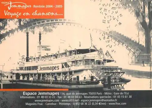 Navigation sailing vessels & boats themed postcard Espace Jemmapes paddle steamer