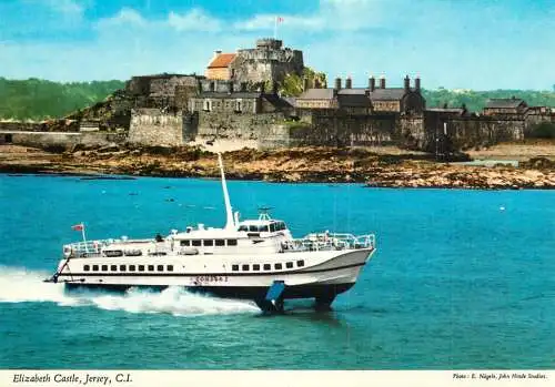 Navigation sailing vessels & boats themed postcard Elizabeth Castle Jersey Condor speed boat