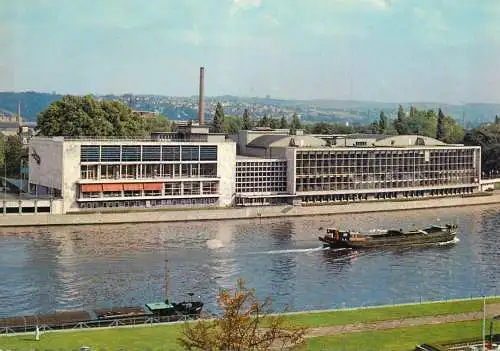 Navigation sailing vessels & boats themed postcard Liege Palais des Congres et Meuse