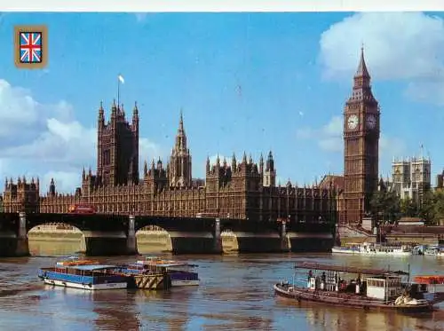 Navigation sailing vessels & boats themed postcard London House of Parliament River Thames