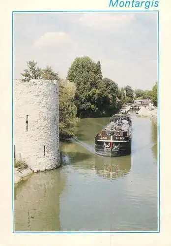 Navigation sailing vessels & boats themed postcard Montargis barges citadel tower