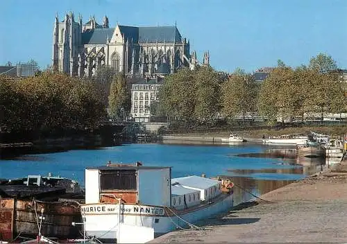 Navigation sailing vessels & boats themed postcard Nantes Loire cathedrale chanel