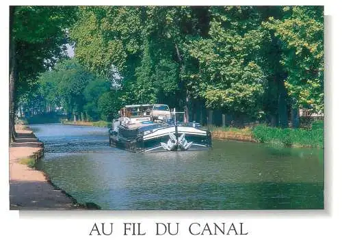 Navigation sailing vessels & boats themed postcard chanel barge and car