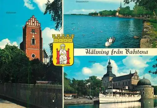 Navigation sailing vessels & boats themed postcard Halsning from Vadstena cruise ship