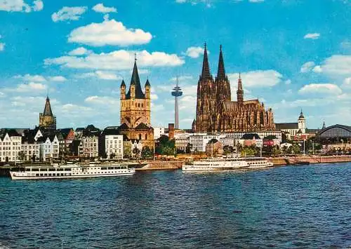 Navigation sailing vessels & boats themed postcard Koln am Rhein St. Martin cathedral cruise ship
