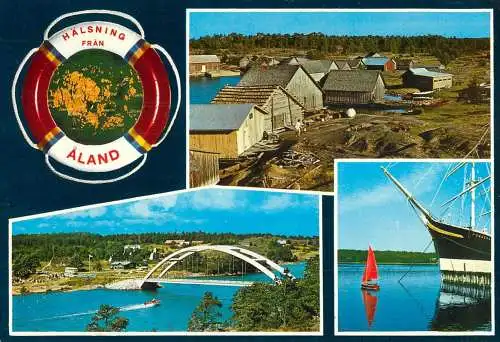 Navigation sailing vessels & boats themed postcard Aland scooner bridge
