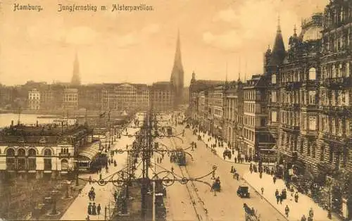 Germany Hamburg Jungfernstieg mit Alsterpavillon