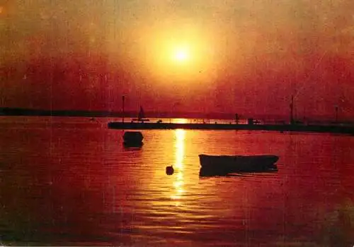 Navigation sailing vessels & boats themed postcard Romania Siutghiol sunset