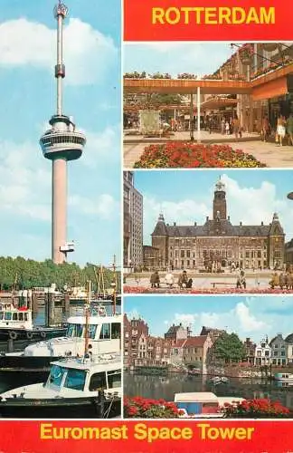 Navigation sailing vessels & boats themed postcard Rotterdam Space Tower harbour fishing boats