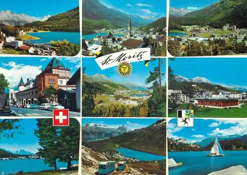 Navigation sailing vessels & boats themed postcard St. Moritz lake train coast
