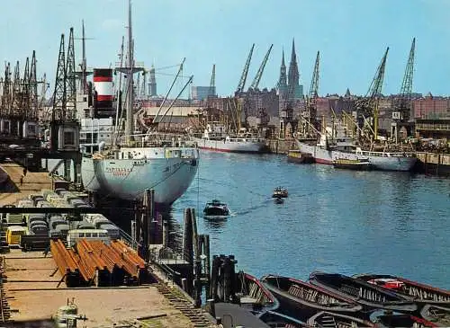 Navigation sailing vessels & boats themed postcard Hamburg harbour transport ship