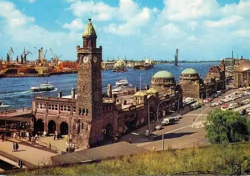 Navigation sailing vessels & boats themed postcard Hamburg St. Paul clocktower harbour crane ship